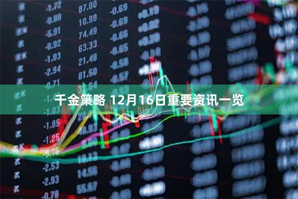 千金策略 12月16日重要资讯一览